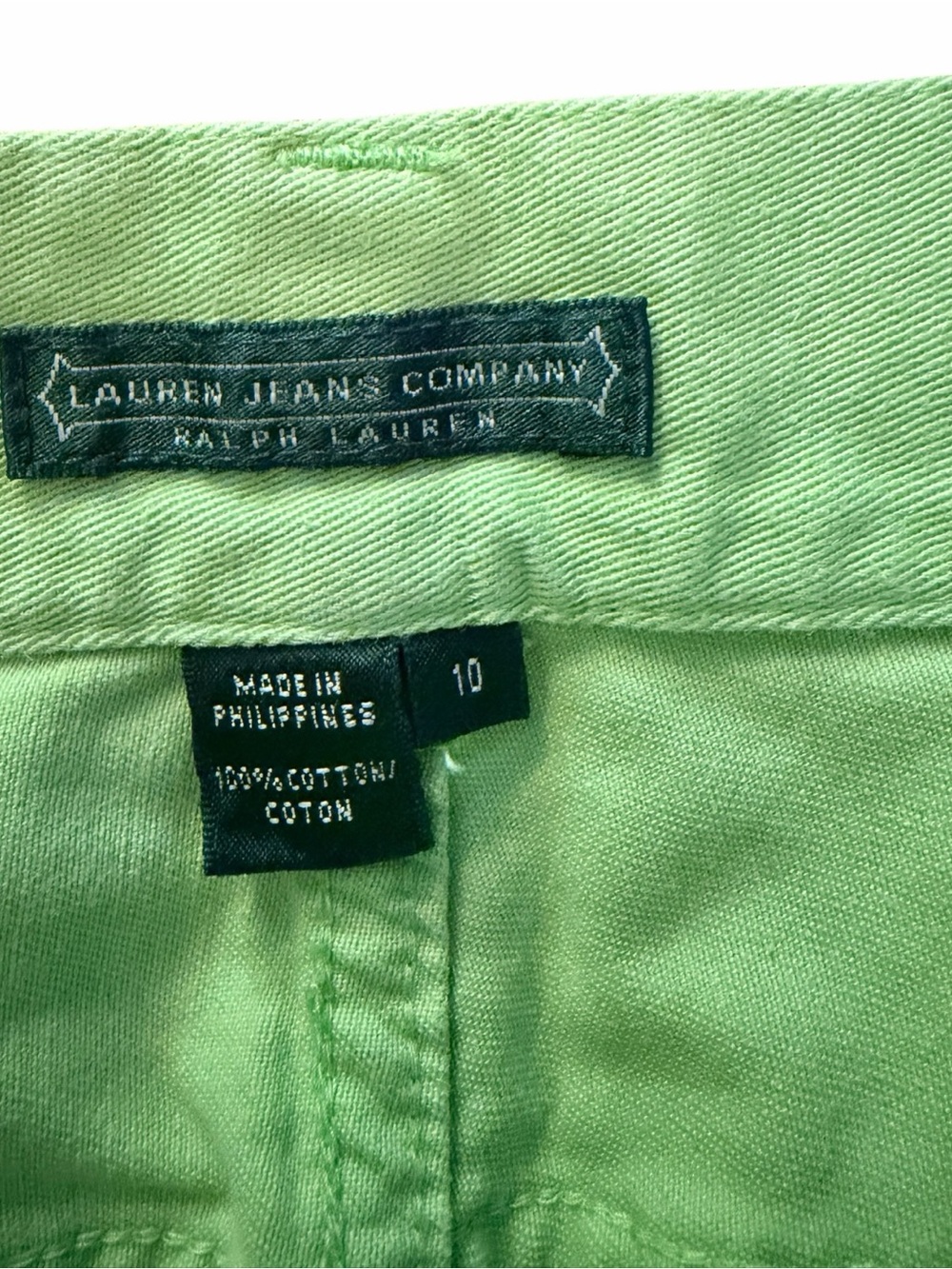 Lauren Jeans Co Ralph Lauren Green Wide Leg Crop Pants Size 10 Cotton F - Picture 6 of 7